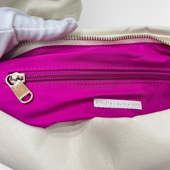Athleta x Alicia Keys Structured Crinkled Faux Leather Sling Bag - Cream - Picture 6 of 11